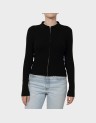 LIBI LS RIB O-NECK ZIPPER CARDI
