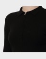 LIBI LS RIB O-NECK ZIPPER CARDI