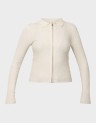 LIBI LS RIB O-NECK ZIPPER CARDI