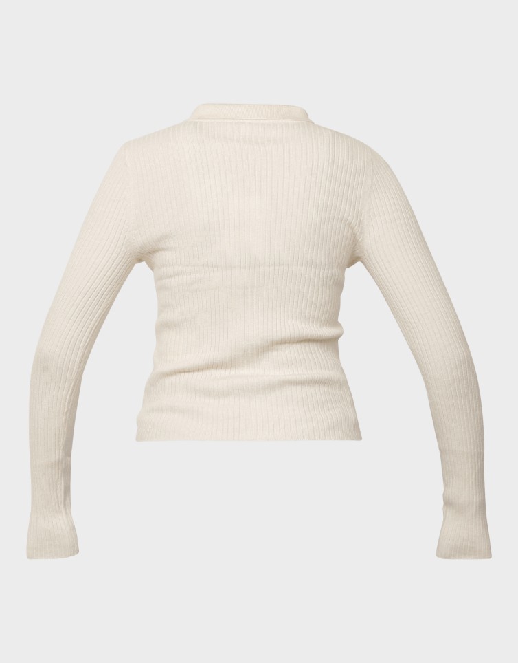 LIBI LS RIB O-NECK ZIPPER CARDI