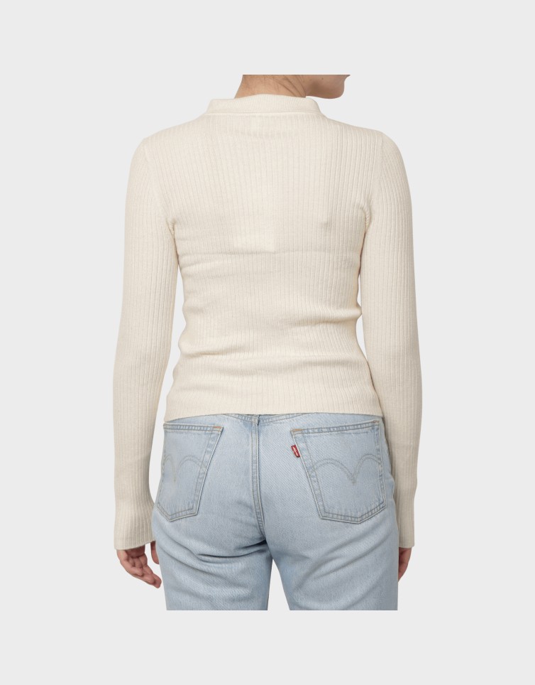 LIBI LS RIB O-NECK ZIPPER CARDI