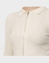 LIBI LS RIB O-NECK ZIPPER CARDI