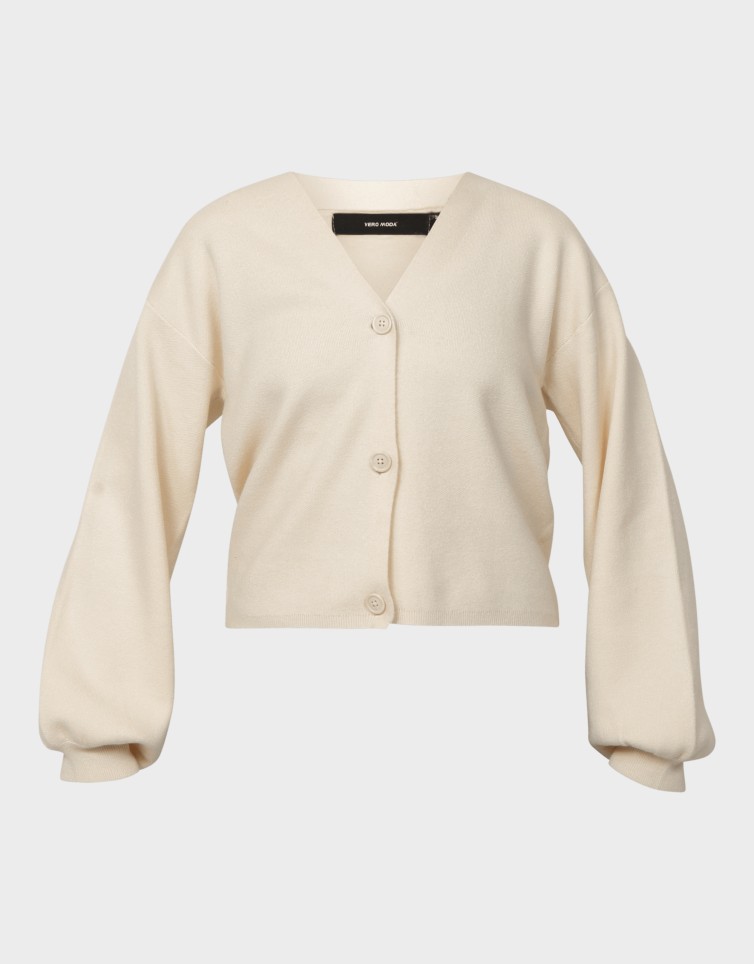 GOLD LS V-NECK BUTTON CARDIGAN