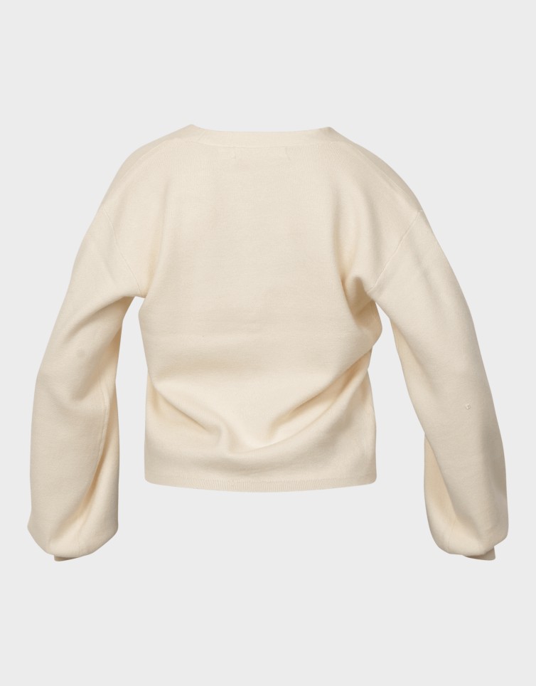 GOLD LS V-NECK BUTTON CARDIGAN