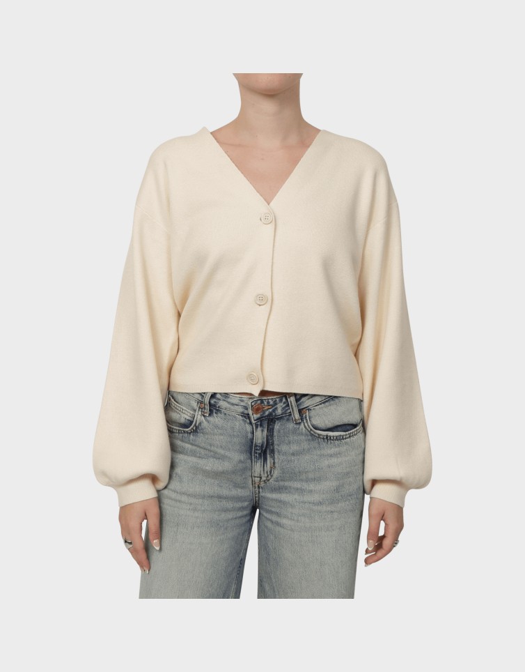 GOLD LS V-NECK BUTTON CARDIGAN