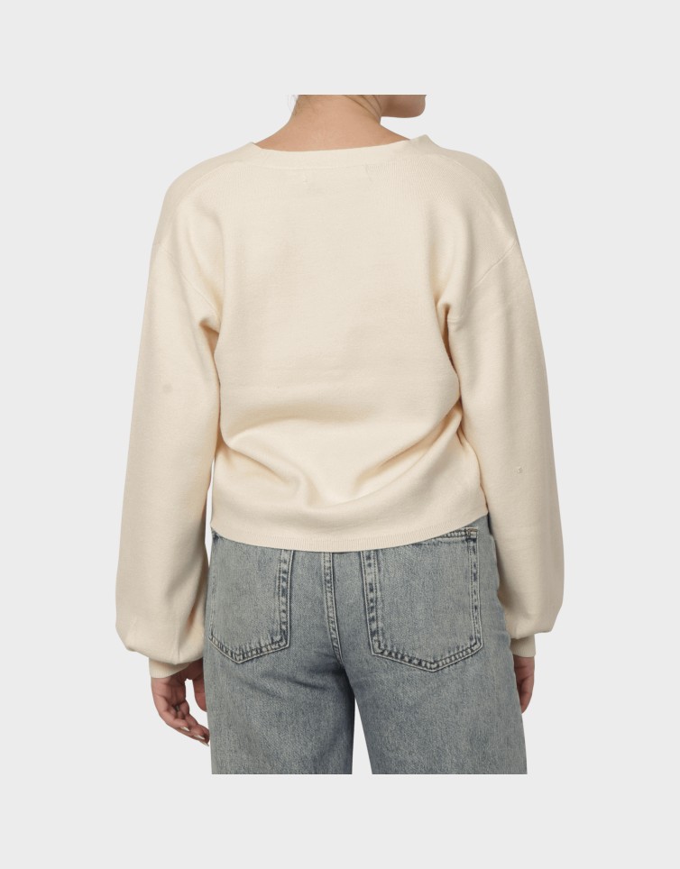 GOLD LS V-NECK BUTTON CARDIGAN