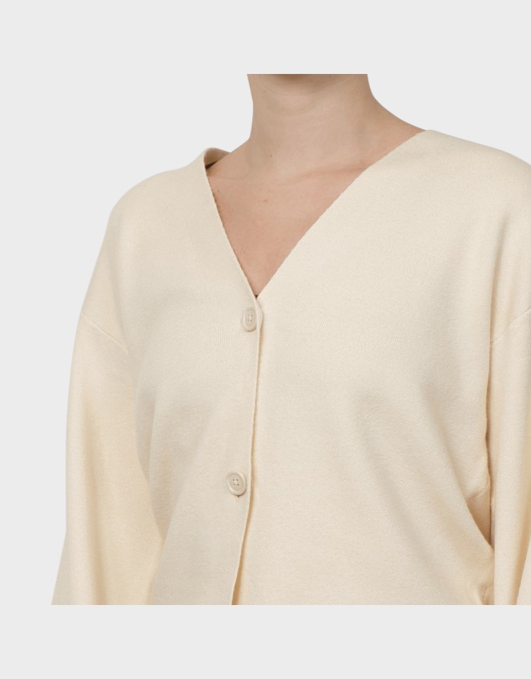 GOLD LS V-NECK BUTTON CARDIGAN