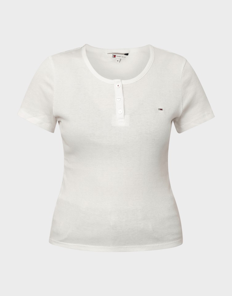 TJW SLIM BUTTON RIB C-NECK SS