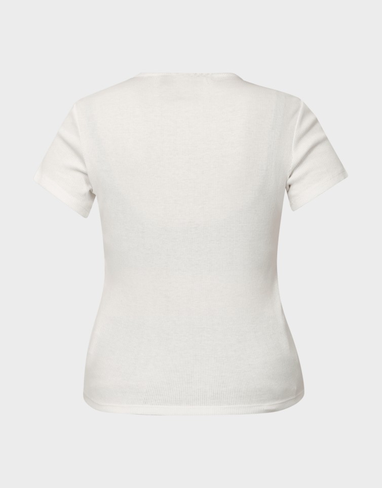 TJW SLIM BUTTON RIB C-NECK SS
