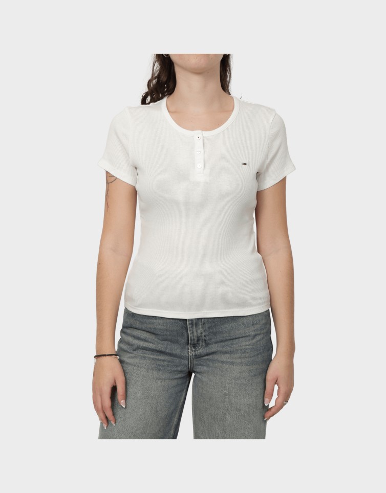 TJW SLIM BUTTON RIB C-NECK SS