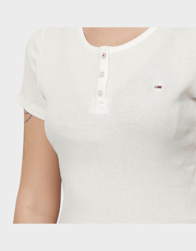 TJW SLIM BUTTON RIB C-NECK SS