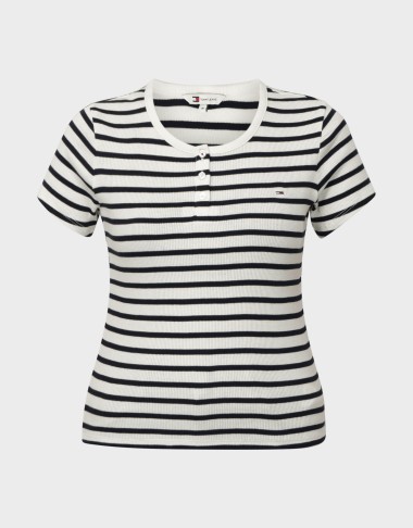 TJW SLIM BUTTON RIB C-NECK SS