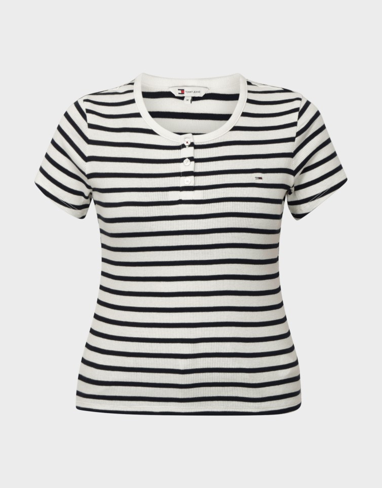 TJW SLIM BUTTON RIB C-NECK SS