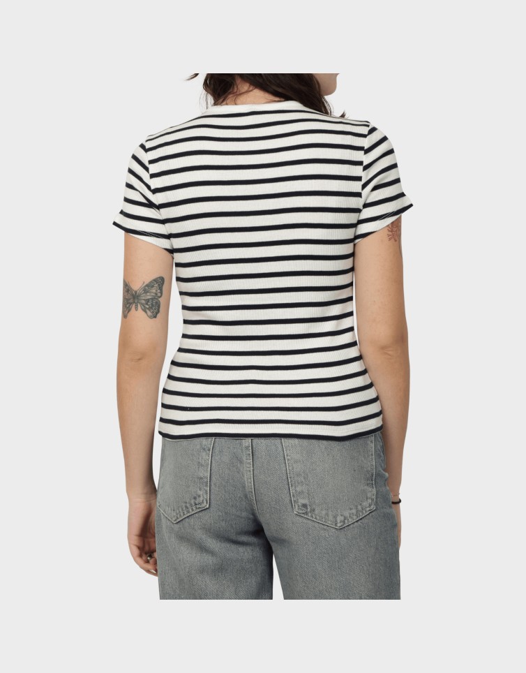 TJW SLIM BUTTON RIB C-NECK SS