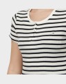 TJW SLIM BUTTON RIB C-NECK SS