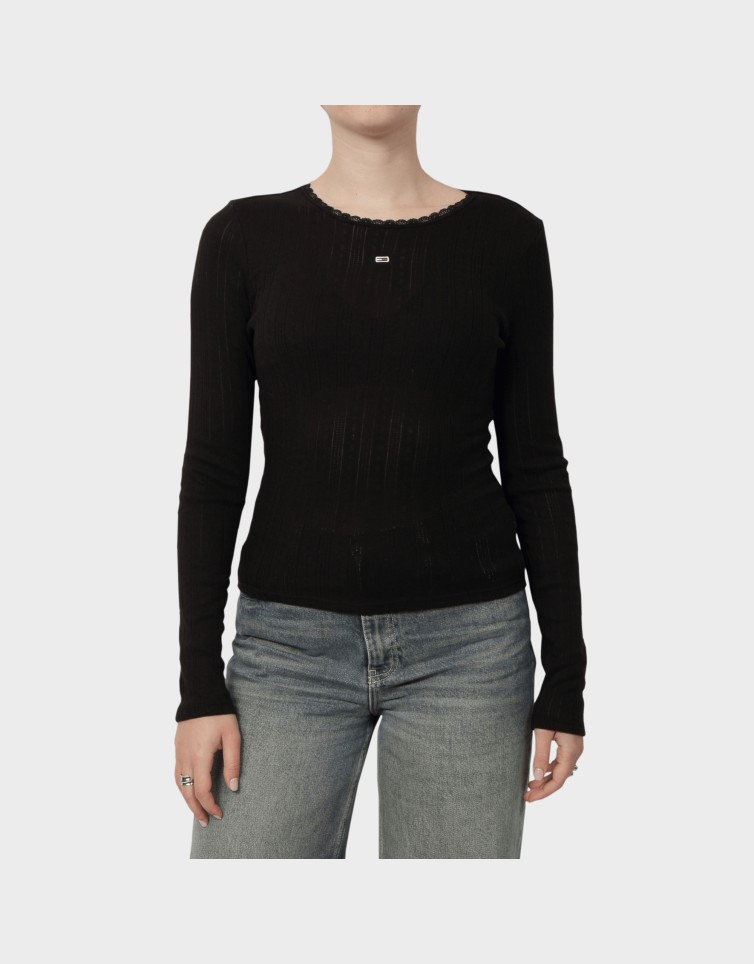 TJW SLIM POINTELLE RIB TEE LS