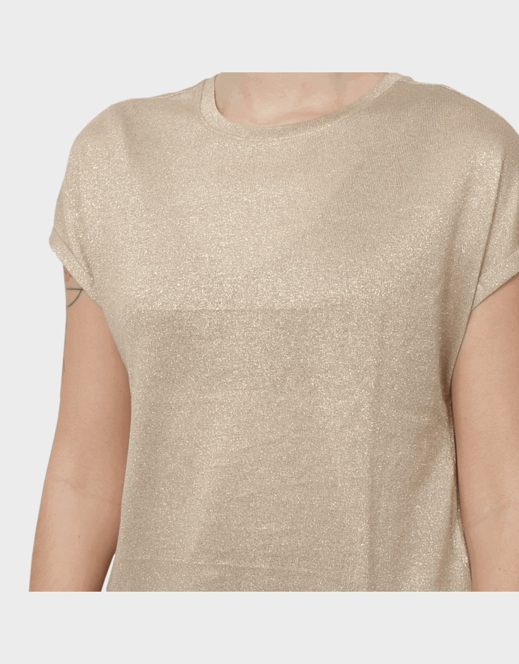 AMBER LIFE S/L O-NECK SHINE TOP