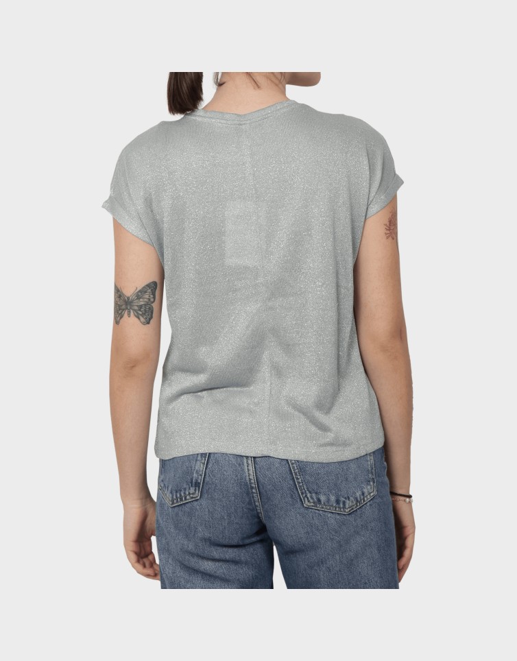 AMBER LIFE S/L O-NECK SHINE TOP