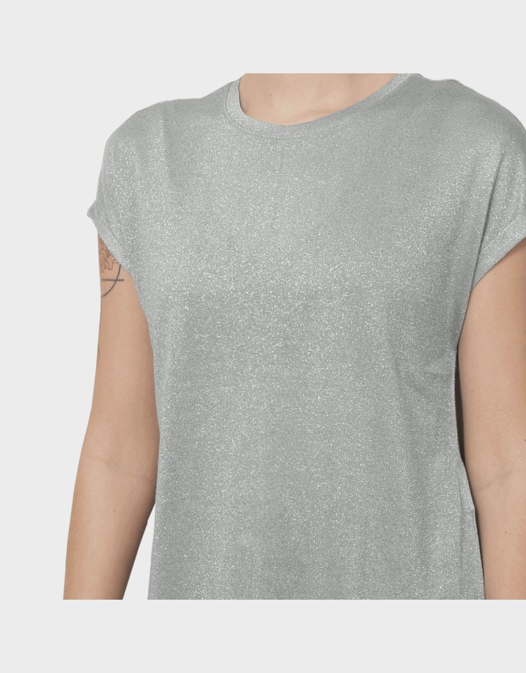 AMBER LIFE S/L O-NECK SHINE TOP