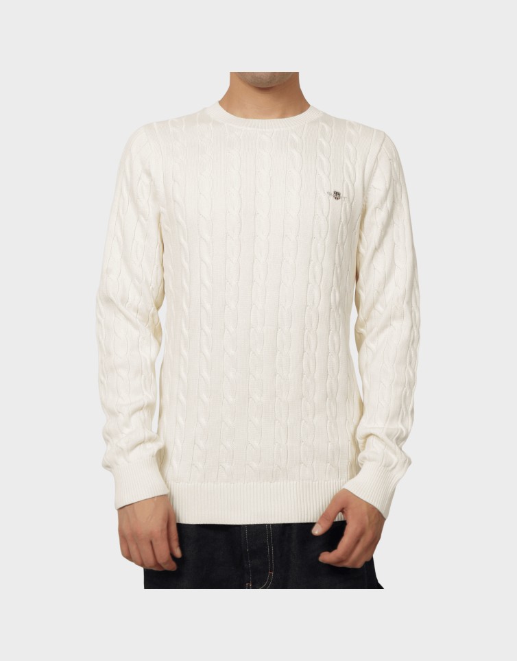COTTON CABLE KNIT CREW