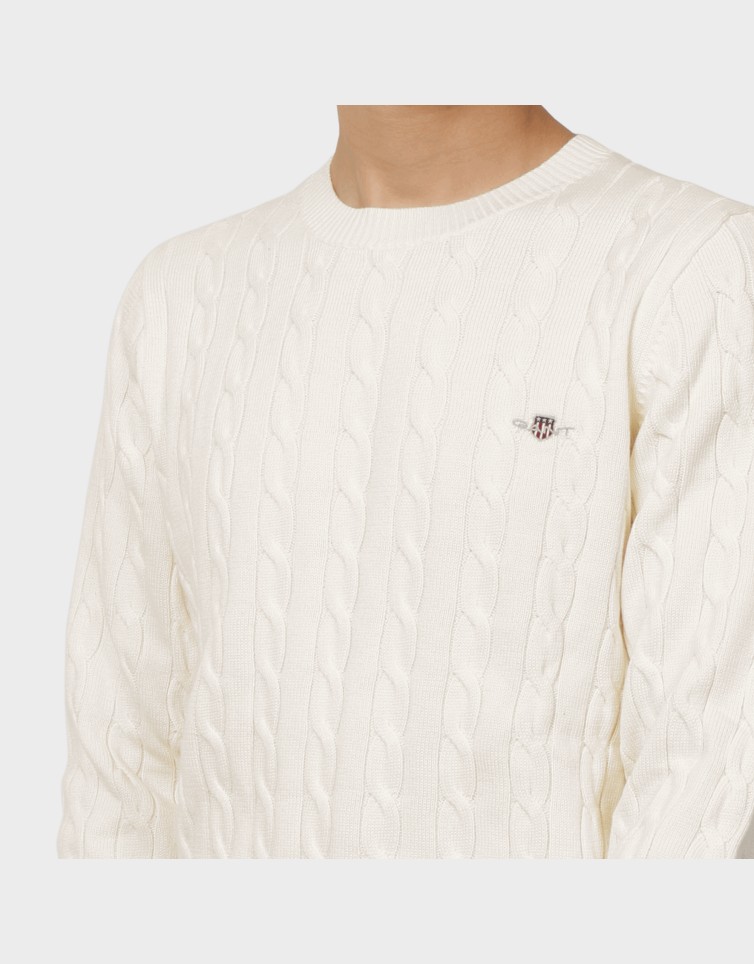COTTON CABLE KNIT CREW