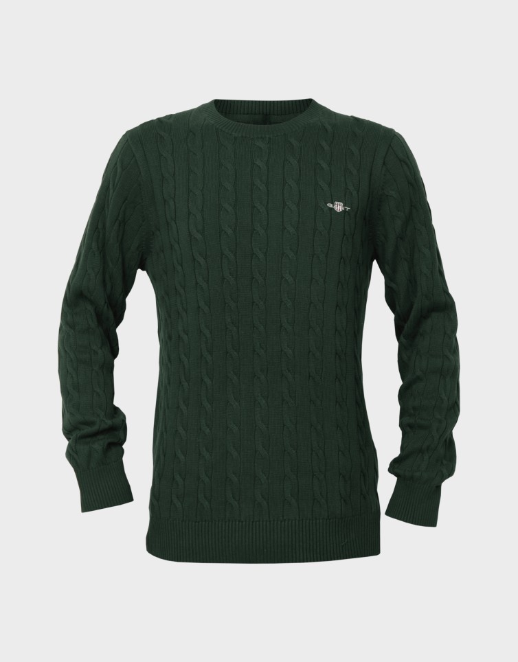 COTTON CABLE KNIT CREW