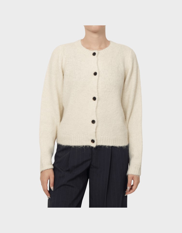 NOVAH LS O-NECK BUTTON CARDI