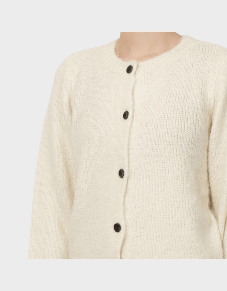 NOVAH LS O-NECK BUTTON CARDI