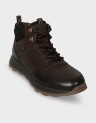 LACED UP LEATHER BOOTS