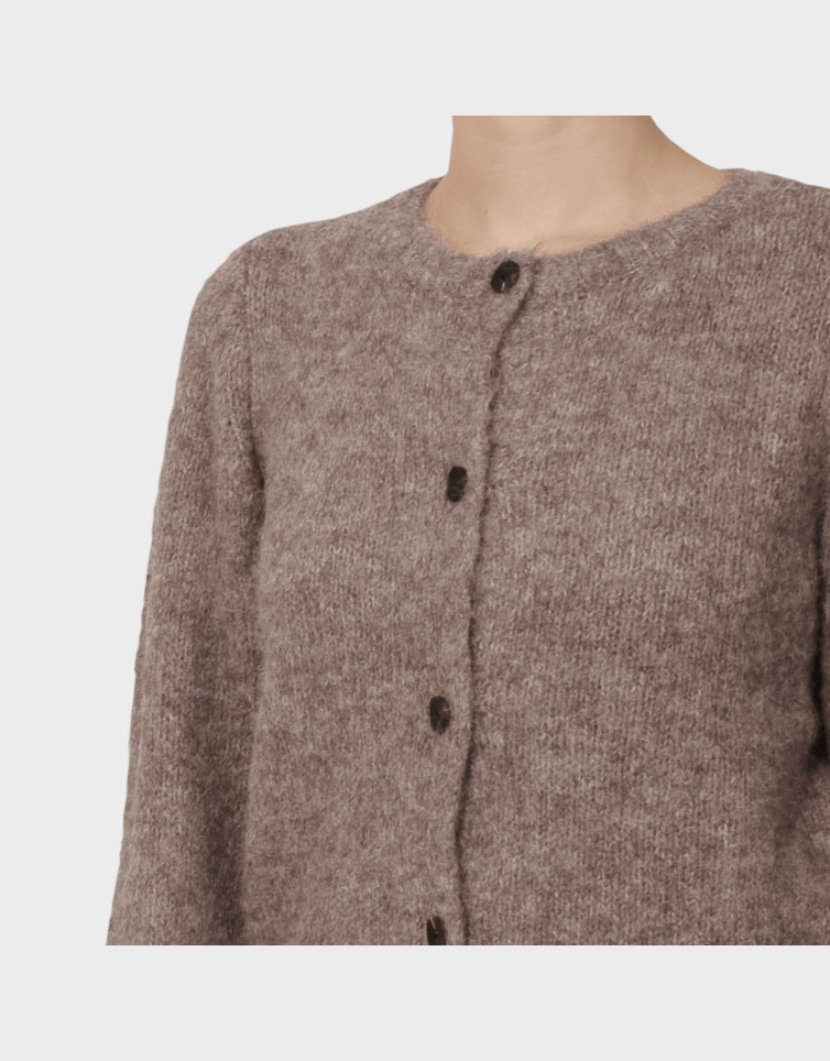 NOVAH LS O-NECK BUTTON CARDI