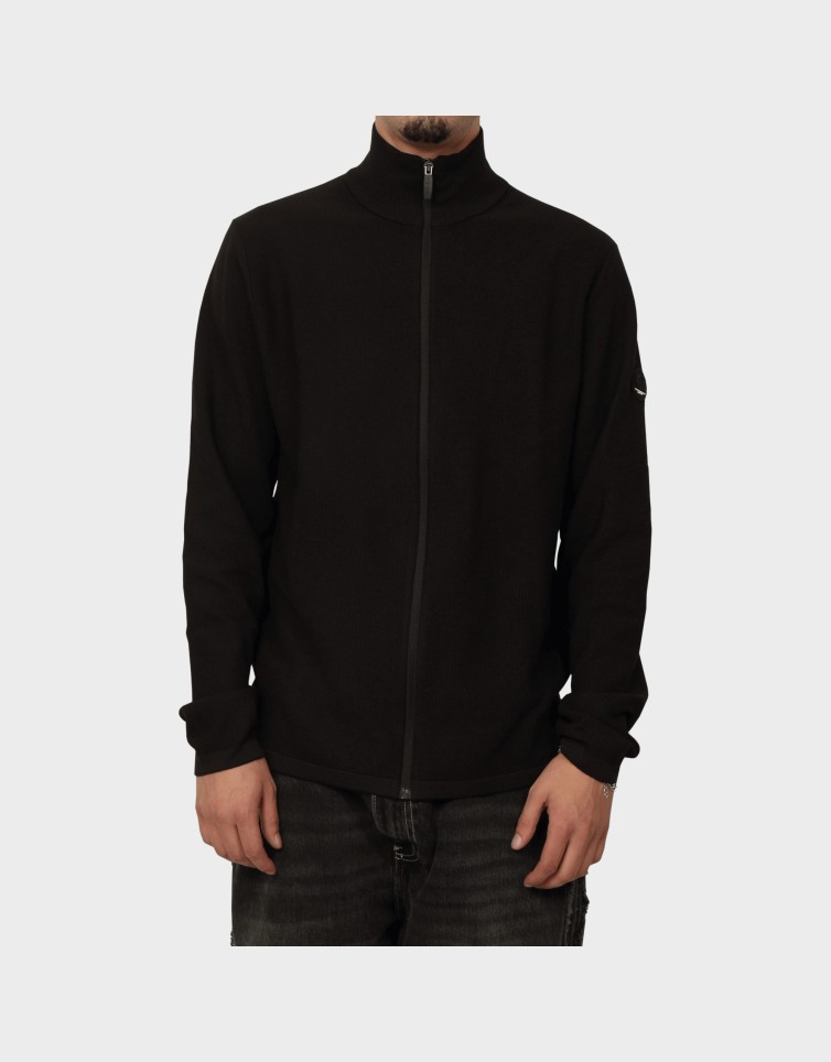 JCOSTANCE KNIT BADGE ZIP CARDIGAN