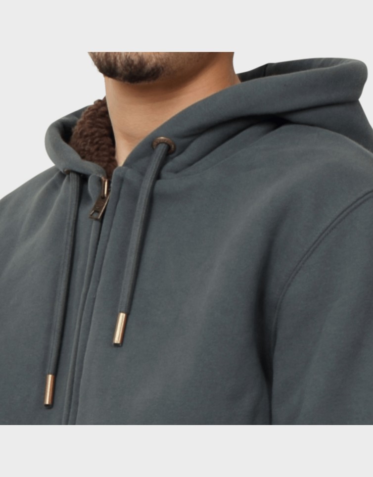 D1 BORG LINED ZIPHOOD