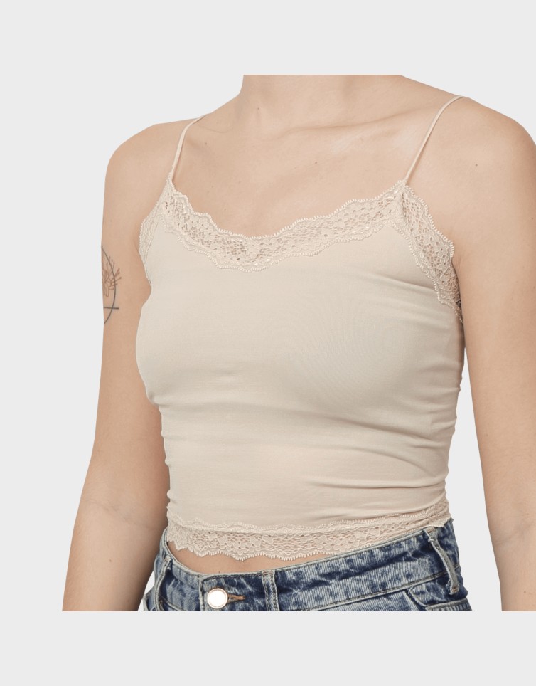 VICKY LACE SEAMLESS CROPPED TOP