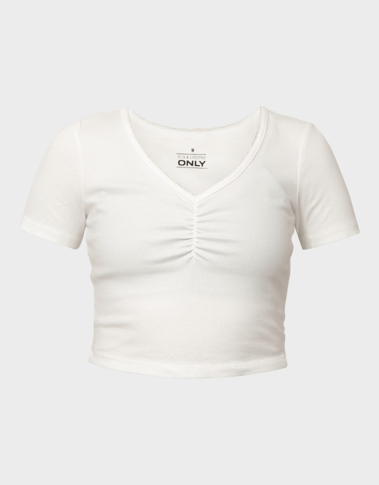 BETTY LIFE S/S SCALLOP V-NECK