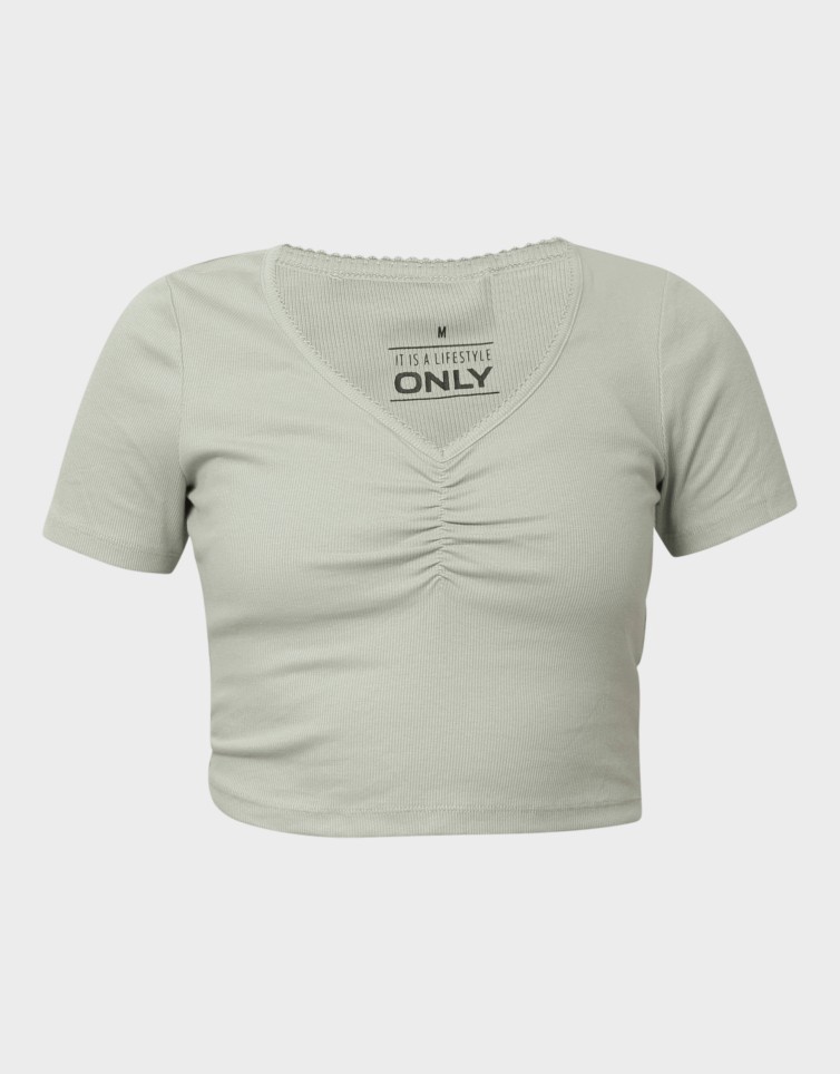 BETTY LIFE S/S SCALLOP V-NECK
