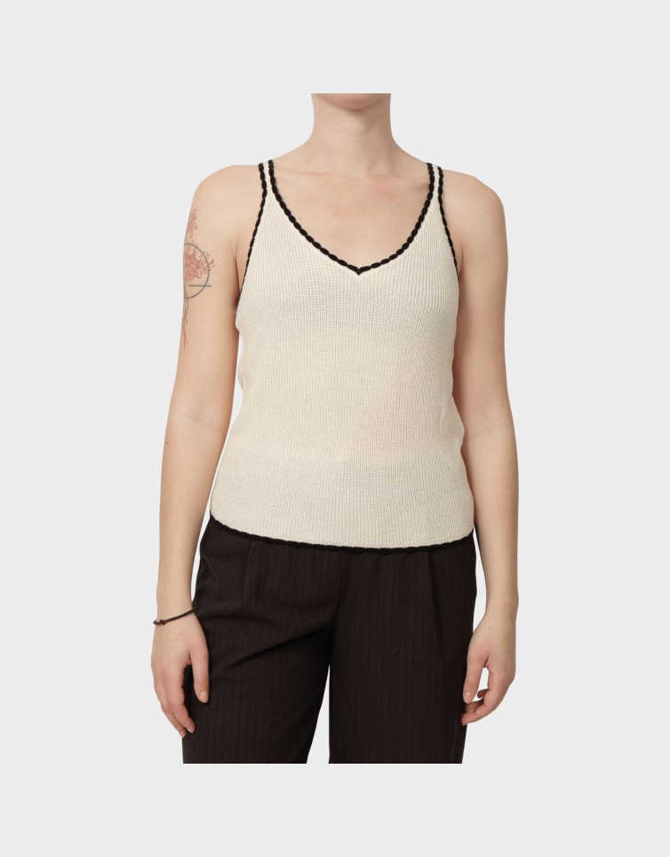 NEWLEXSUN CONTRAST SL V-NECK TOP