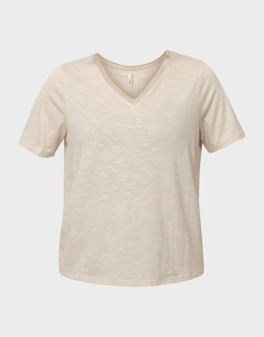 DEMI S/S V-NECK GLITTER TOP